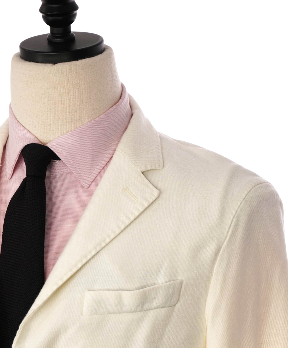 $1,095 ELEVENTY - LINEN/COTTON Patch White Pique Blazer - 36
